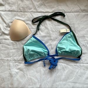 Blue Triangle Tie Bikini Top